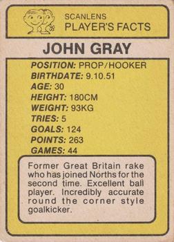 1981 Scanlens #128 John Gray Back